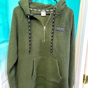 Victoria’s Secret PINK Olive Green Sherpa Hoodie